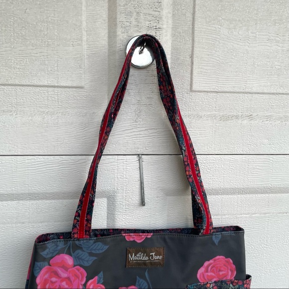 Matilda Jane Heartstrings Tote Black Pink Floral Purse - Picture 4 of 11